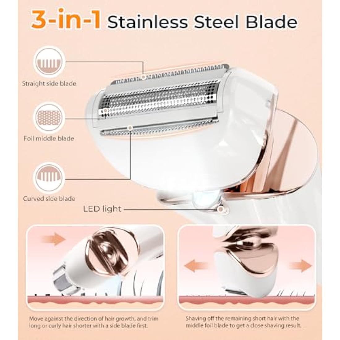 PRITECH Cordless Electric Shaver for Women Wet Dry