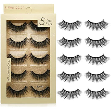 Five pairs of 15mm fluffy strip lashes with metal applicator