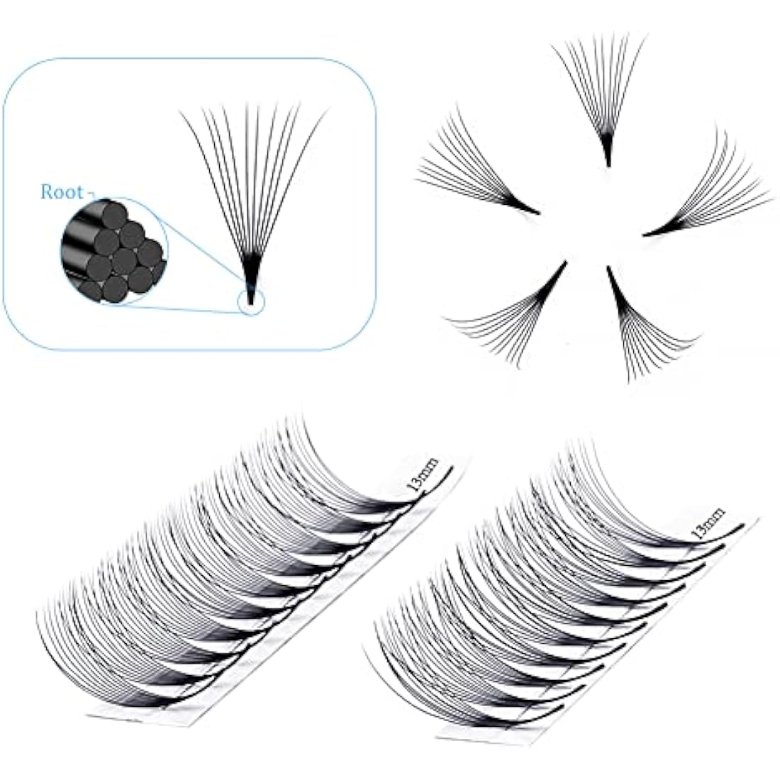  Gemerry 10D premade fan eyelash extensions tray with mixed lengths 8–14mm D curl volume lashes