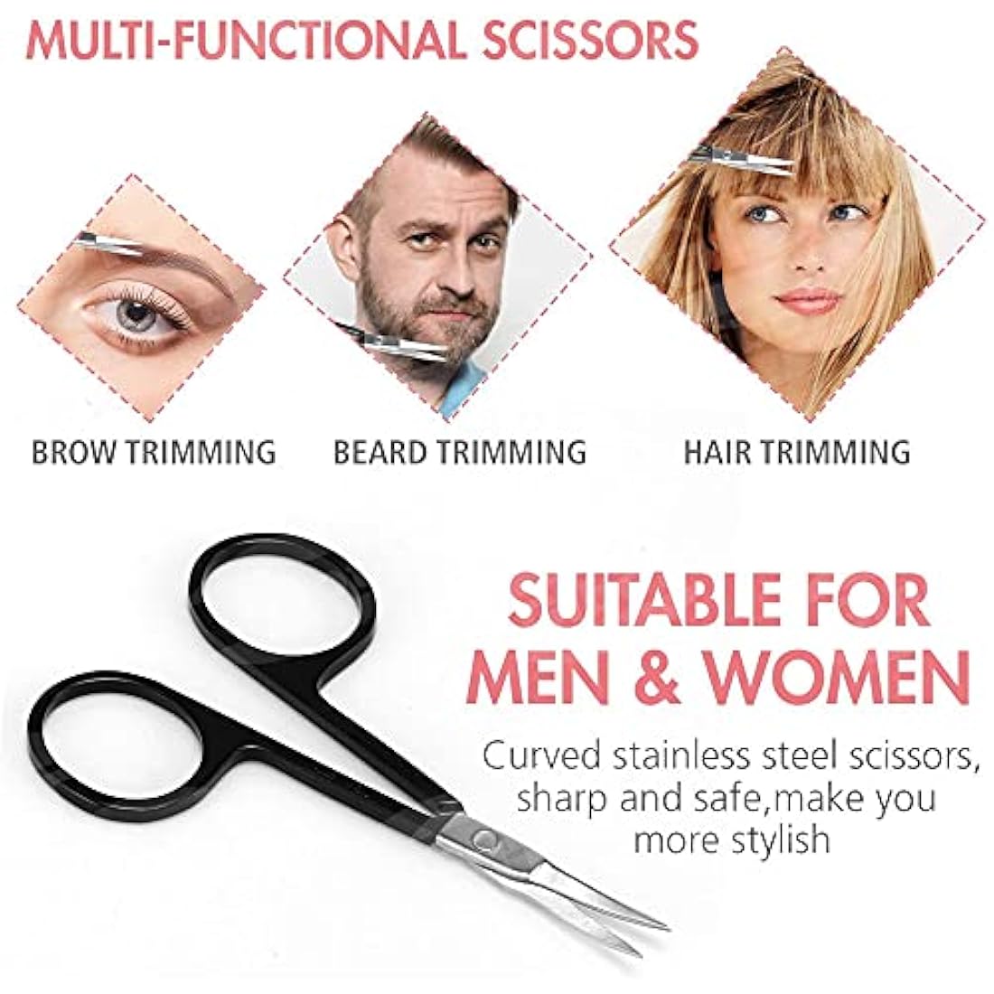 Gibot 5-Piece Stainless Steel Eyebrow Grooming Kit – Black