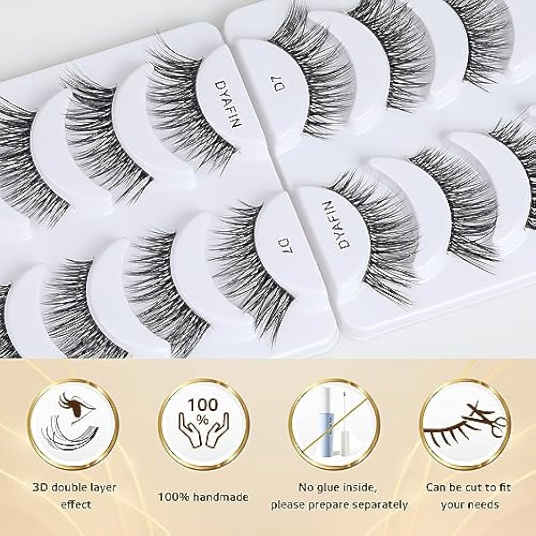 DYAFIN Natural 3D Wispy False Eyelashes 8 Pairs