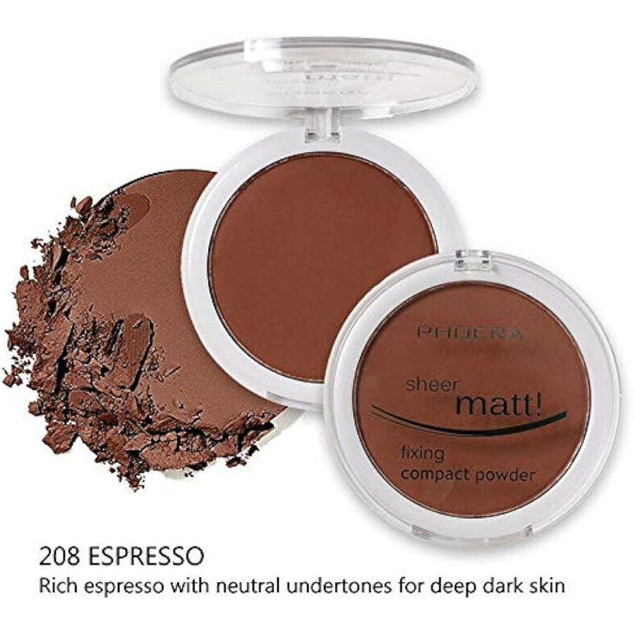 PHOERA Sheer Matte Compact Powder – 208 Espresso