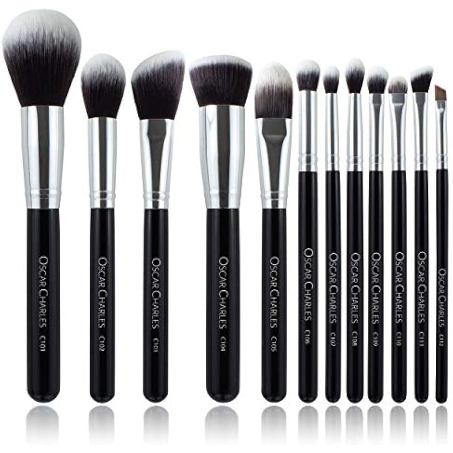 Oscar Charles 12-Piece Makeup Brush Set Silver