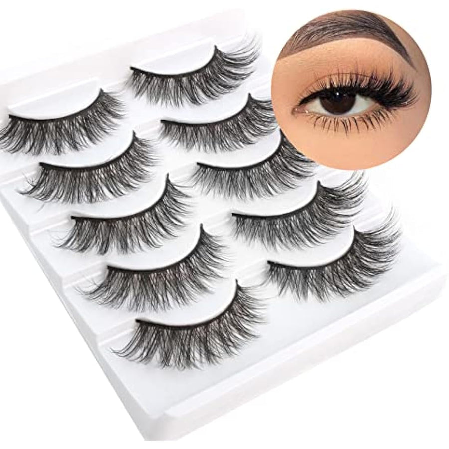 Glowingwin Cat-Eye Faux-Mink Strip Lashes – 5 Pairs