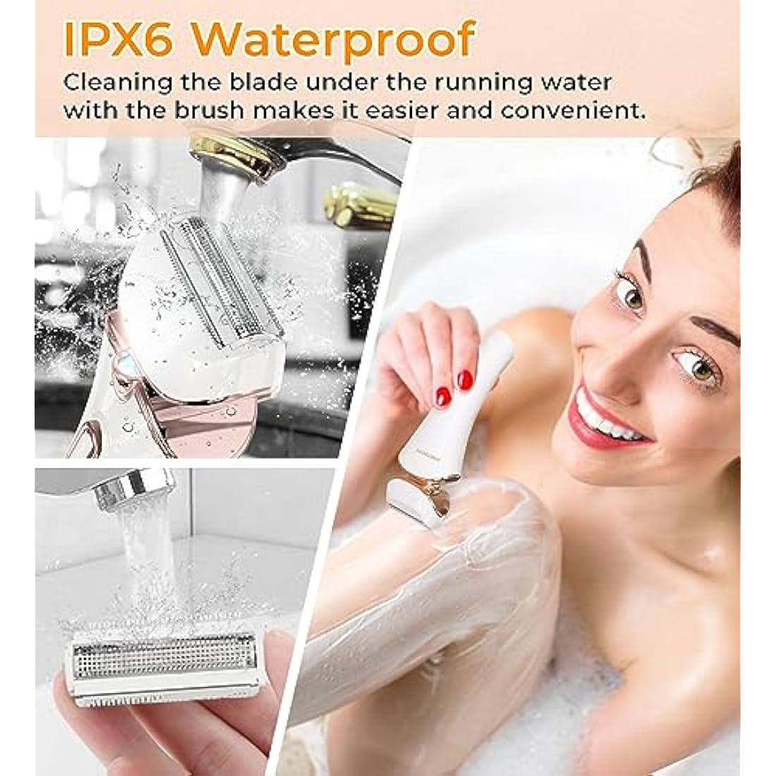 PRITECH Cordless Electric Shaver for Women Wet Dry