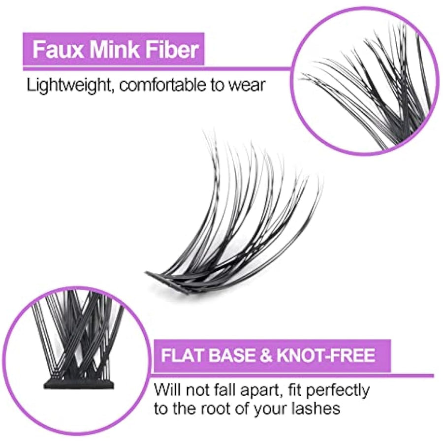 40D synthetic PBT lash clusters in 12 rows 9mm