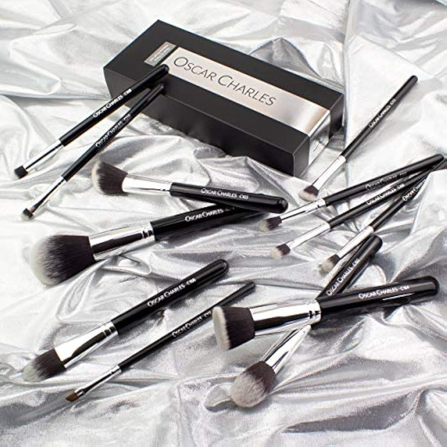 Oscar Charles 12-Piece Makeup Brush Set Silver