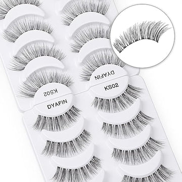 DYAFIN 16mm C-curl clear-band strip lashes eight pairs SKU B07L5LN54R