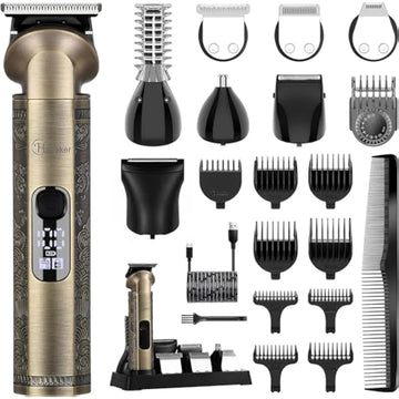 Hatteker 8-in-1 cordless beard and hair trimmer kit with attachments