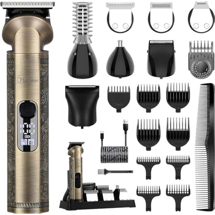Hatteker 8-in-1 cordless beard and hair trimmer kit with attachments