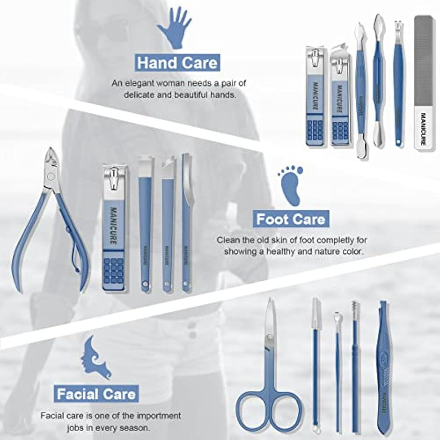 Professional Manicure & Pedicure Kit – 16pc Nail Care Set