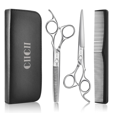 CIICII 6.7" Titanium Black Hair Cutting & Thinning Scissors Set with Case