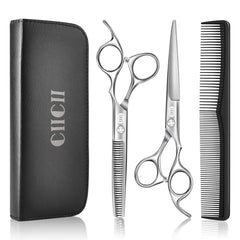 CIICII 6.7" Titanium Black Hair Cutting & Thinning Scissors Set with Case