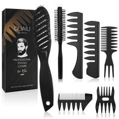 DUAIU Men’s Hair Styling Brush & Comb Set 7pcs