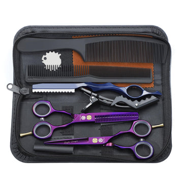 Purple Dragon 5.5" Hair Cutting & Thinning Scissors Kit with Bag