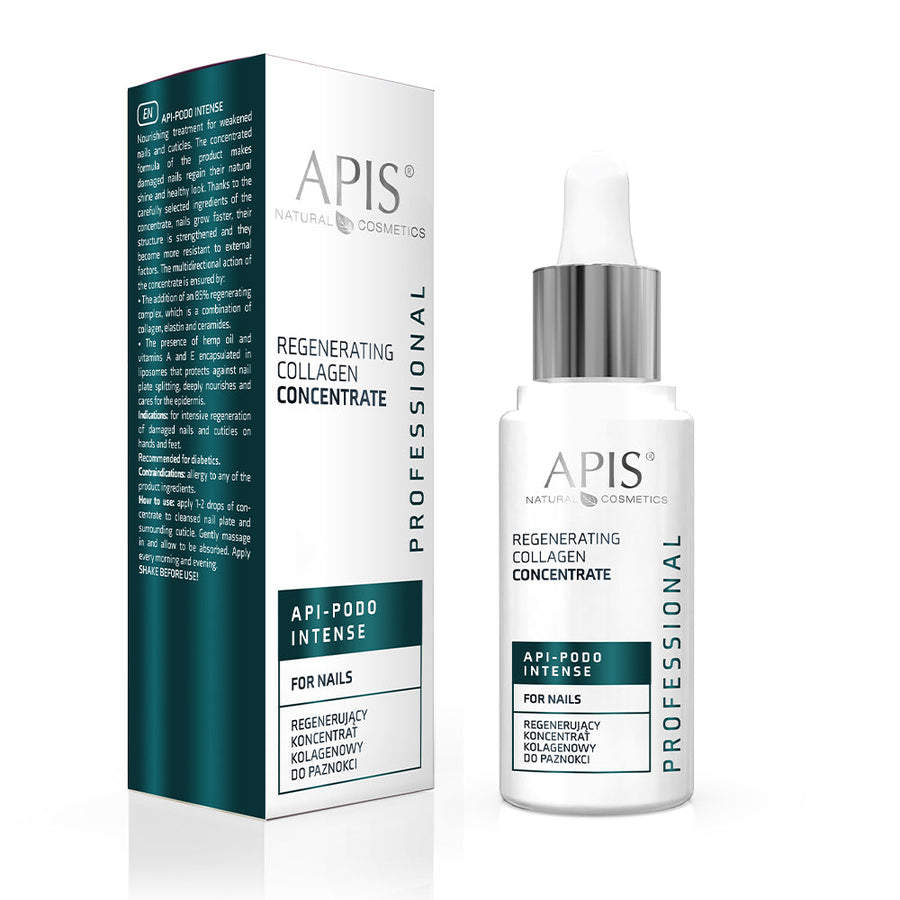 APIS API-PODO Intense Collagen Nail Concentrate 30ml bottle and box for nail and cuticle care