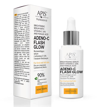 APIS Adeno-C Flash Glow skincare serum with packaging on a white background