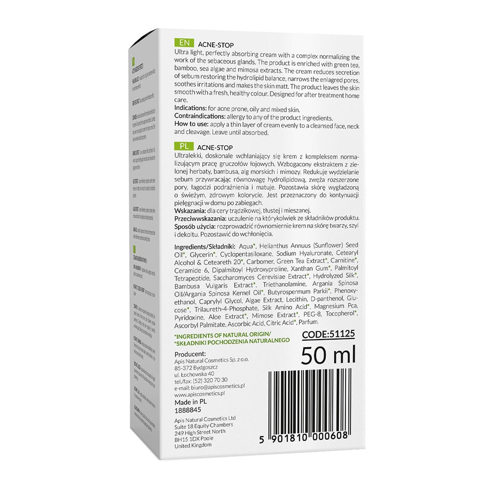 Apis Acne-Stop Cream with Green Tea 50ml - terApis