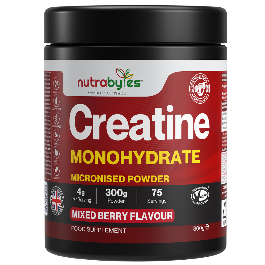 Flavoured Creatine Monohydrate Powder 300g (75 Servings) | Micronised Creatine Powder | Supplement for Women & Men | Vegan Certified