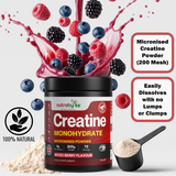 Flavoured Creatine Monohydrate Powder 300g (75 Servings) | Micronised Creatine Powder | Supplement for Women & Men | Vegan Certified