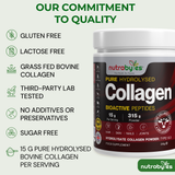 Collagen Powder 315g, Grass Fed Hydrolysed Bovine Collagen Peptides, 19 Amino Acids, Made in UK