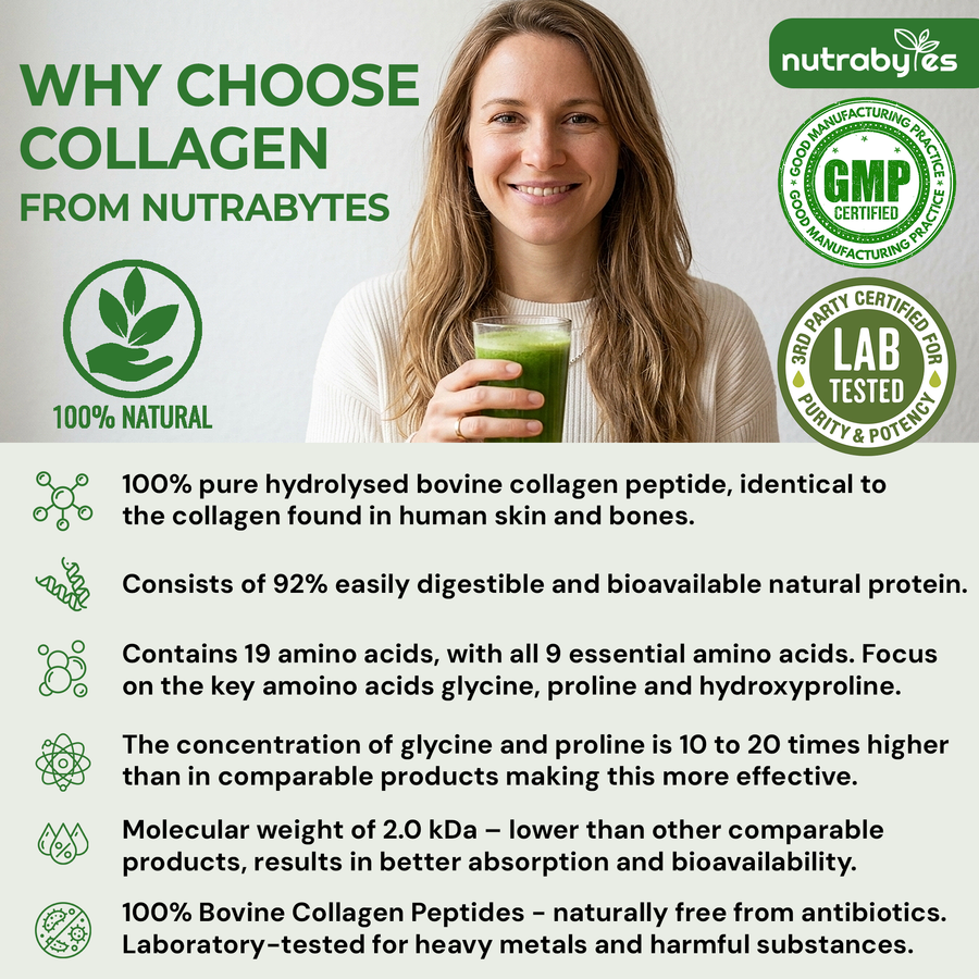 Collagen Powder 315g, Grass Fed Hydrolysed Bovine Collagen Peptides, 19 Amino Acids, Made in UK