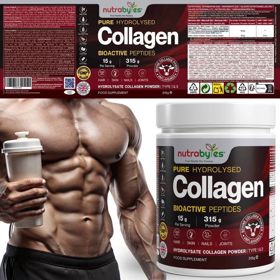 Collagen Powder 315g, Grass Fed Hydrolysed Bovine Collagen Peptides, 19 Amino Acids, Made in UK