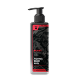 Radiance Beard Wash bottle with black pump on a white background