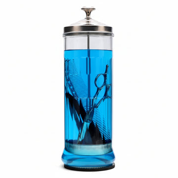 ZIBARBER 50oz barber glass disinfectant jar with stainless steel basket