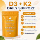 Vitamin D3 4000 IU + K2 MK-7 100 µg – 180 Tablets