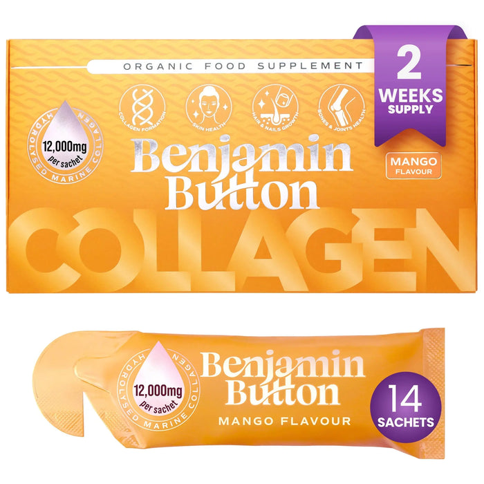 14x Mango 12,000mg Marine Collagen Liquid Sachets Benjamin Button