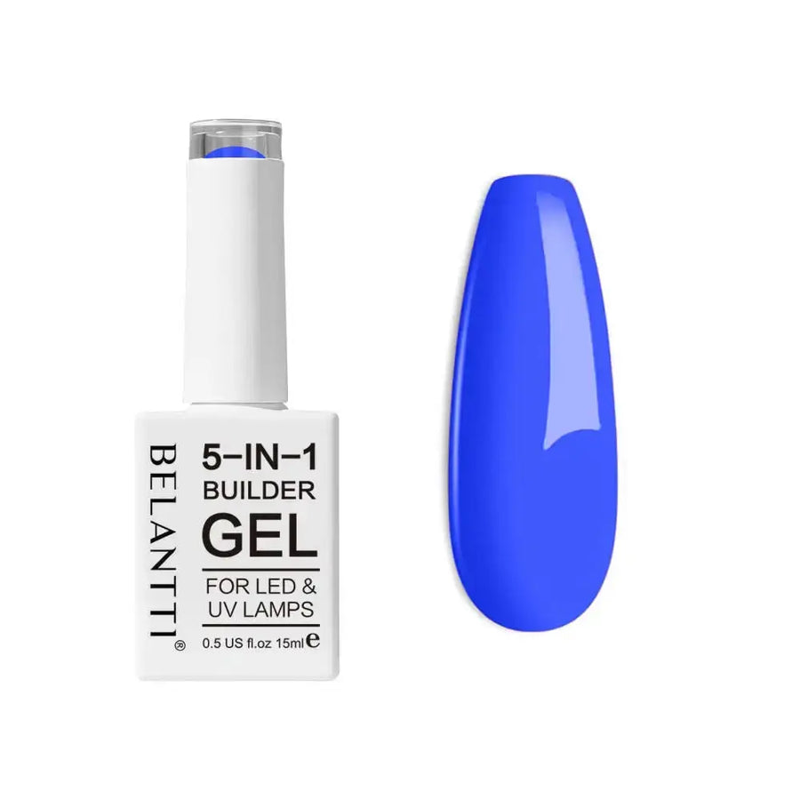 Blue shade: Belantti 5-in-1 Builder Gel Blue – UV/LED Multi-Purpose Nail Polish 15ml