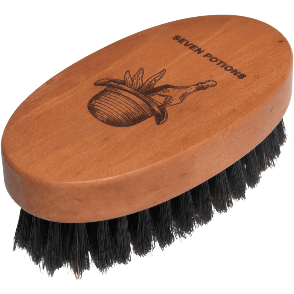 Seven Potions Beard Brush – Oval Pear Wood with Natural Bristles