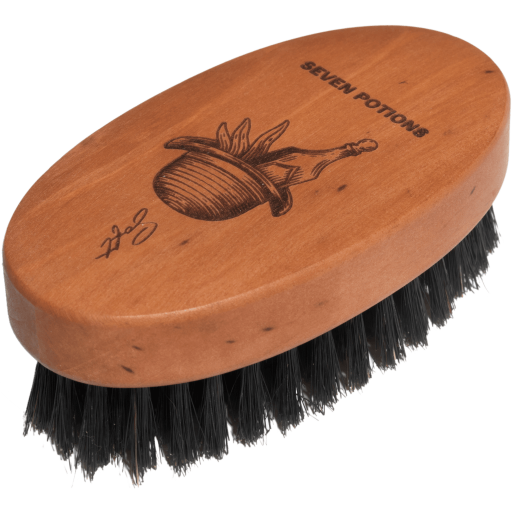 Seven Potions Beard Brush – Oval Pear Wood with Natural Bristles