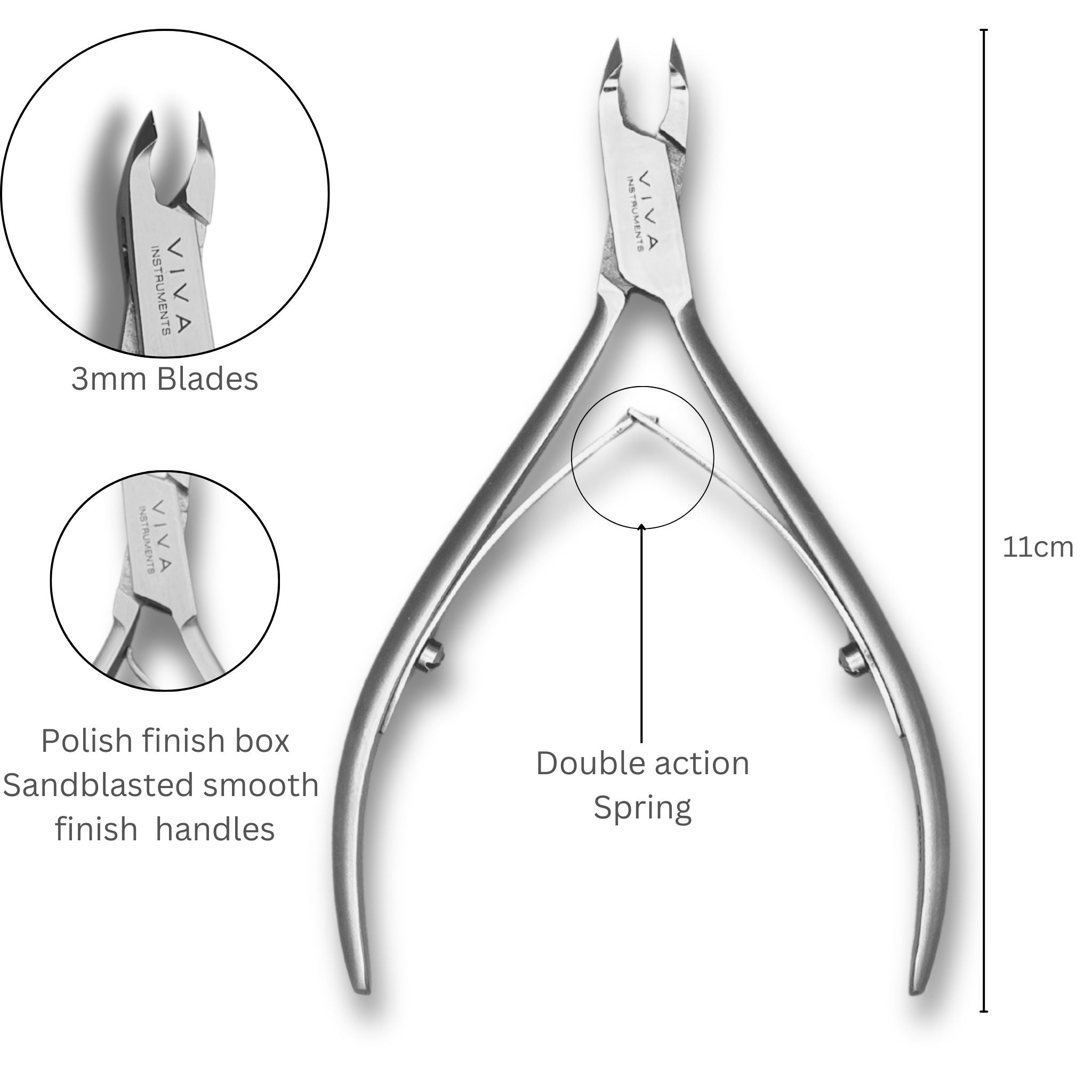 Cuticle Nipper Silver - 3mm Double Spring