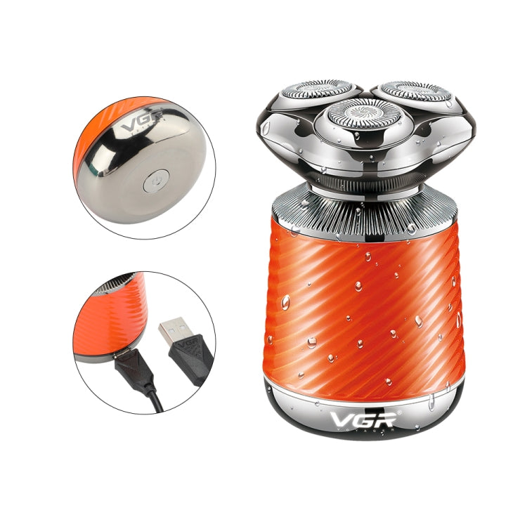 VGR V-391 3-Head Waterproof Electric Shaver (Orange)