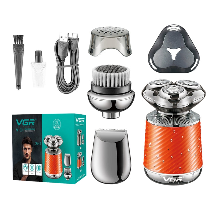 VGR V-391 three-head electric shaver orange waterproof design