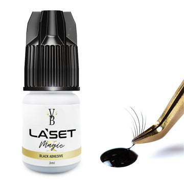 V&B Laset Magic black adhesive bottle with applicator on a white background