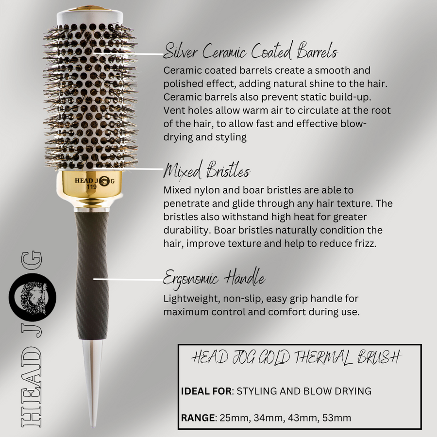 Head Jog Gold Thermal Brush features