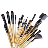 Makeup brush set with wood-colour handles