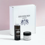 Highborn London Pre-Eminent Beauty Serum and Imperial Eye Gel displayed in branded box