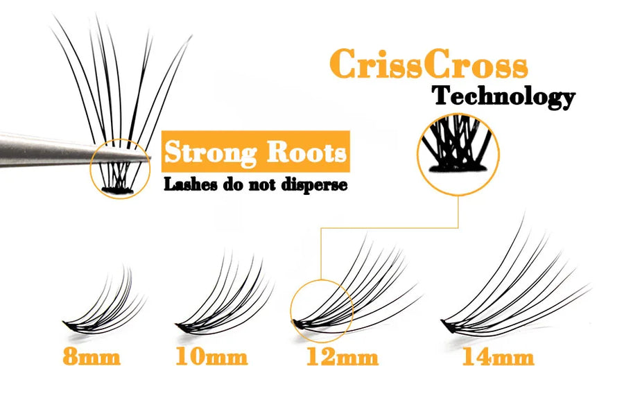 Kimcci Individual Cluster False Eyelashes – C/D Curl, 6–15mm