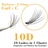 Kimcci Individual Cluster False Eyelashes – C/D Curl, 6–15mm
