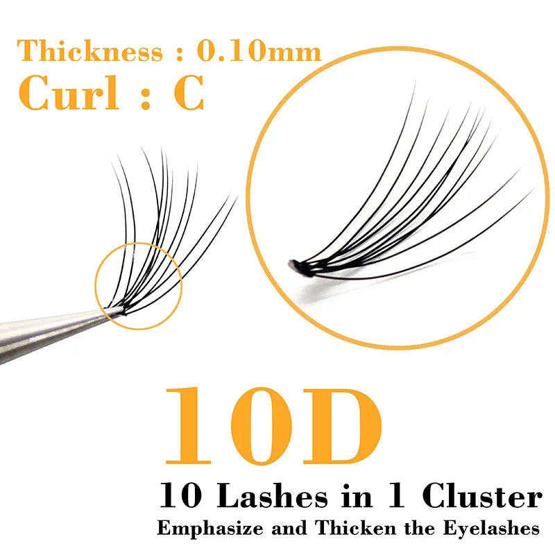 Kimcci Individual Cluster False Eyelashes – C/D Curl, 6–15mm