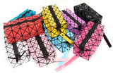 Black High-Gloss Geometric Cosmetic Wrist Bag