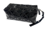 Black High-Gloss Geometric Cosmetic Wrist Bag