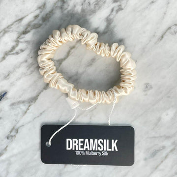 DREAMSILK Champagne Skinny Silk Scrunchie