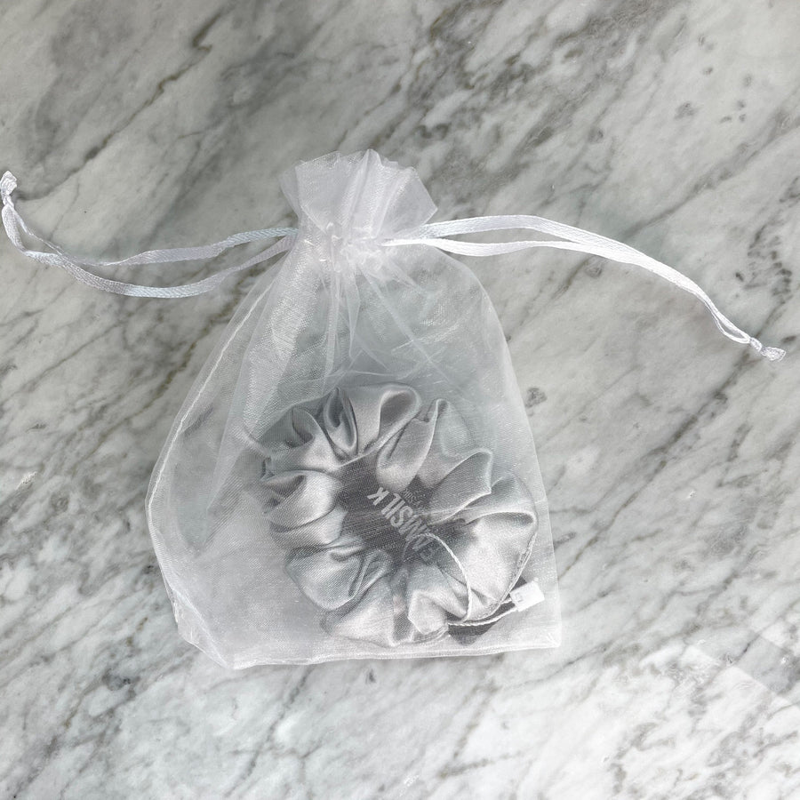 DREAMSILK Silver Regular Silk Scrunchie