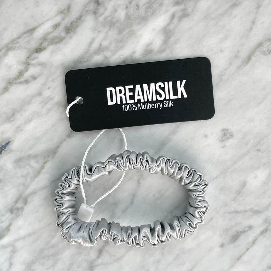DREAMSILK Silver Skinny Silk Scrunchie