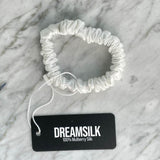 DREAMSILK White Skinny Silk Scrunchie